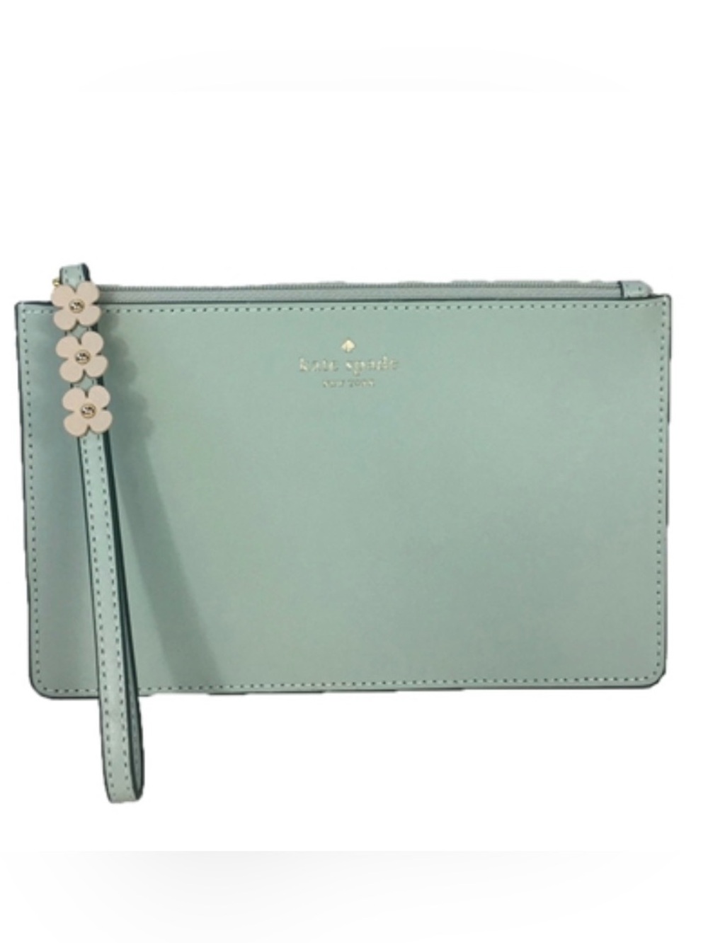 Kate Spade Felicity Floral Applique Leather Eli Wristlet, Misty Mint